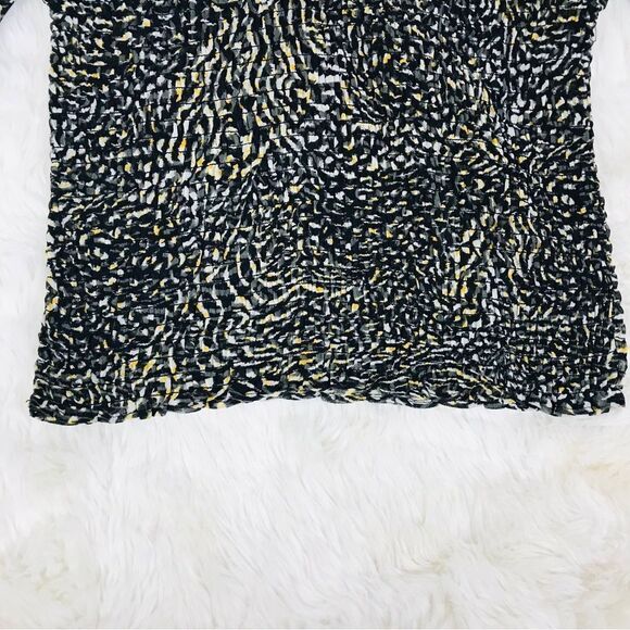 Steve Madden Animal Print Smocked Top Blouse Long Sleeve Gray Black Sz Small New - Picture 9 of 11